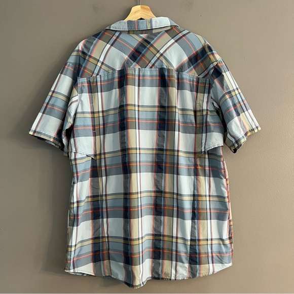Columbia Shirt Mens Omni-Shade Vented Short Sleeve Outdoor Plaid Blue Size XL - Picture 2 of 11